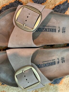Birkenstock Madrid Suede Buckle Sandals in Dusk/Tan